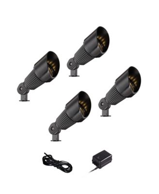 Hooded High Traditional 6-Piece Outdoor Landscape Spot Light Set Porch House LED Bulb Aluminum