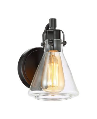 Cindy Rustic Wall Light Sconces Set of 2 Bronze Hardwire 5 1/2" Fixture Clear Glass for Bedroom Bathroom