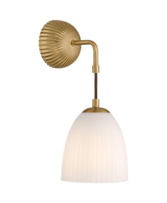 Comfrey 15" High Warm Brass and Fluted Glass Wall Sconce
