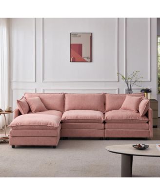105" Modular Sectional Sofa, Soft Chenille Fabric Couch, 3 Seater Sofa with Flexible Movable Ottoman for Living Room