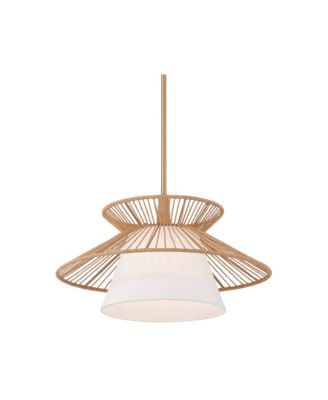 Aire 24" Mid Century Modern Pendant Chandelier Ceiling Light Fixture Dining Room Over Table Gold Finish Rope Fabric