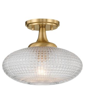Possini Euro Voltri 12"W Warm Brass and Vintage Glass Ceiling Light