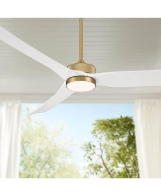 60" Casa Montage Soft Brass and LED Ceiling Fan w/ 18" Rod