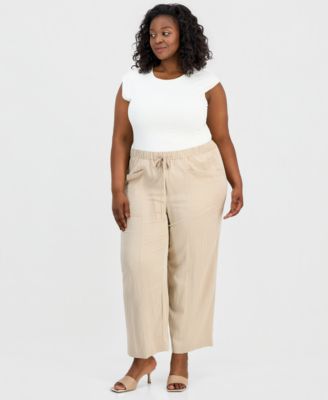 Plus Size High Rise Drawstring-Waist Pants