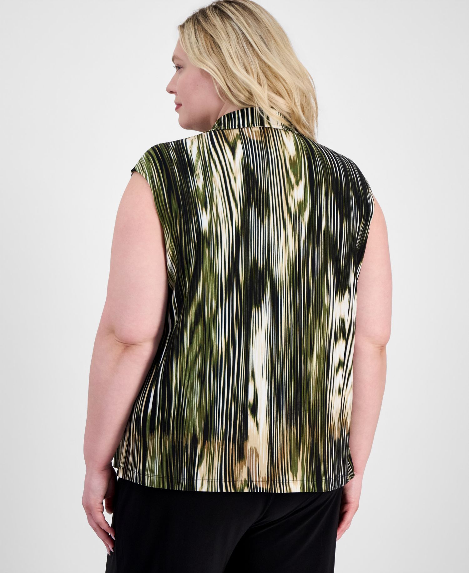 Plus Size Extended-Shoulder Cowlneck Blouse