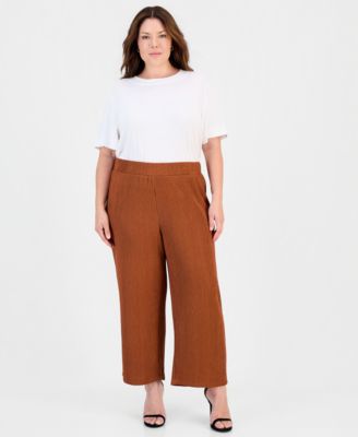 Plus Size Pull-On Wide-Leg Pants 