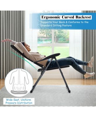 4PCS Patio Folding Chairs Back Adjustable Reclining Padded Garden Furniture