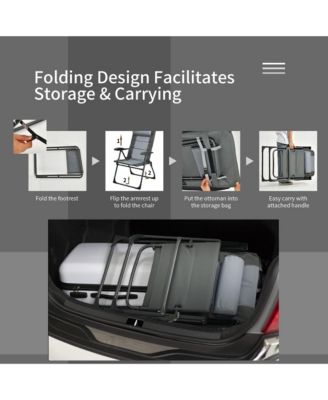 4PCS Folding Patio Recliner Chair and Ottoman Set w/ Adjustable Backrest