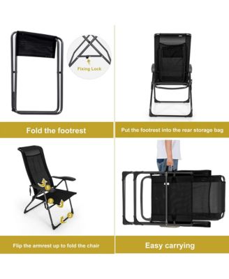 4PCS Folding Patio Recliner Chair and Ottoman Set w/ Adjustable Backrest