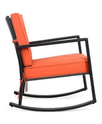 Outdoor Wicker Rocking Chair Patio Lawn Rattan Single Chair Glider w/ Cushion