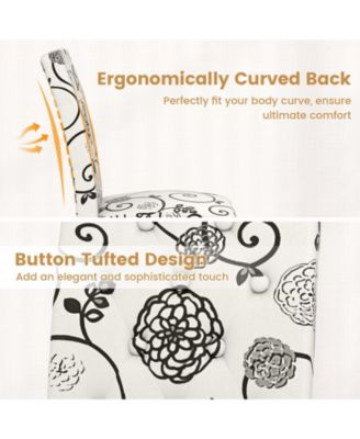 Button Tufted Upholstered Dining Chairs Set of Two