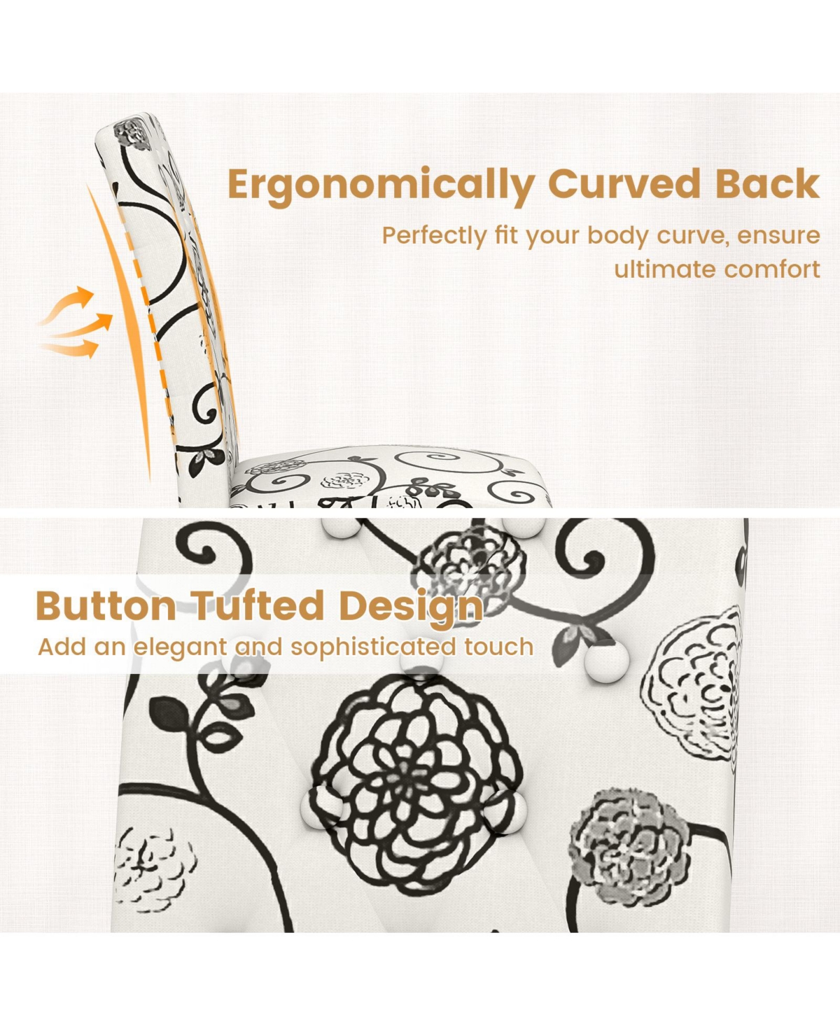 Sugift Button Tufted Upholstered Dining Chairs Set of Two