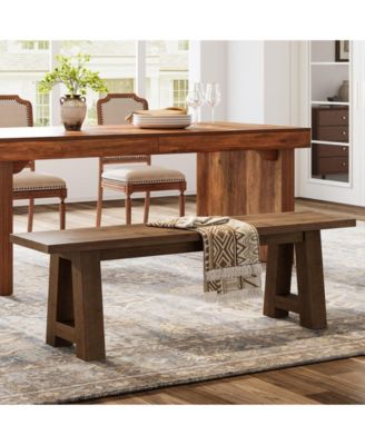 Solid Wood Dining Bench with A-Shaped Legs, 55.12-Inch Farmhouse Entryway Bench