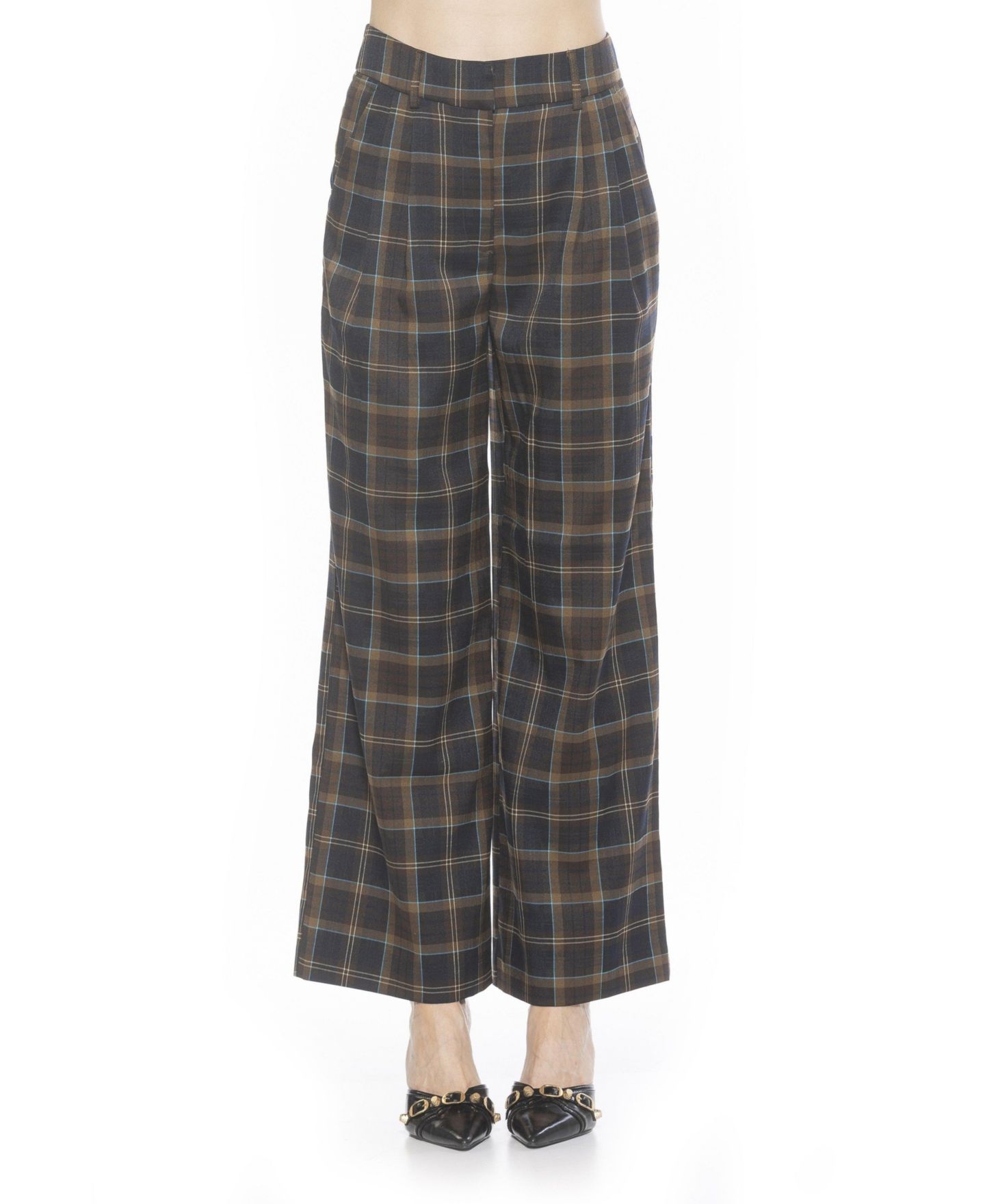 Женские брюки Alexia Admor Elodie Plaid Wide Leg, цвет: Коричневый клетчатый — фото 1