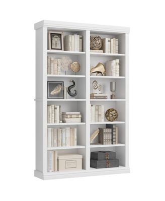  Tall 6-Tier Double Wide Extra Large Bookshelf with 12 Cubbies
