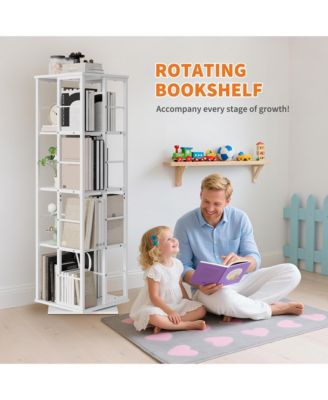 360degree Rotating Corner Bookshelf, Industrial Floor Standing Storage Organizer