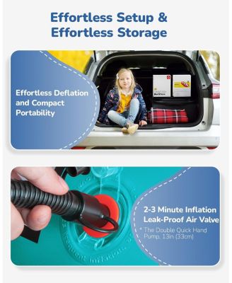 Inflatable Toddler Travel Bed with Side Rails, Portable Toddler Air Mattress for Camping and Travel, Hand Pump Included