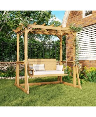 Solid Wood Pavilion Style Swing Chair, Garden Swing, Porch Swing