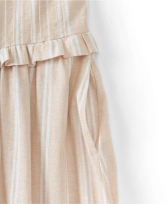 Women's Linen Blend Pintuck Tank Midi Dress