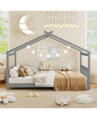 Full House Bed Montessori Floor Bed with Headboard