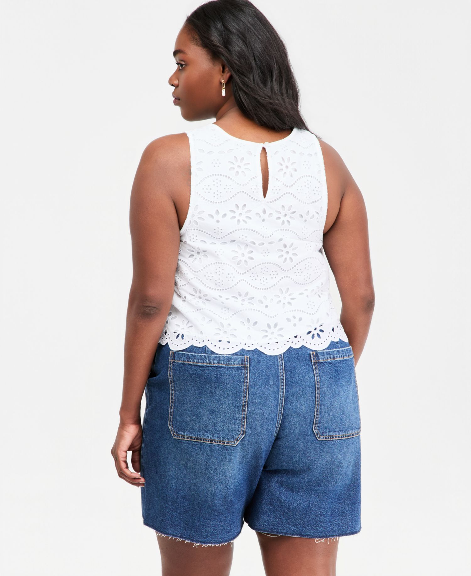 Women's Cotton Eyelet Sleeveless Top