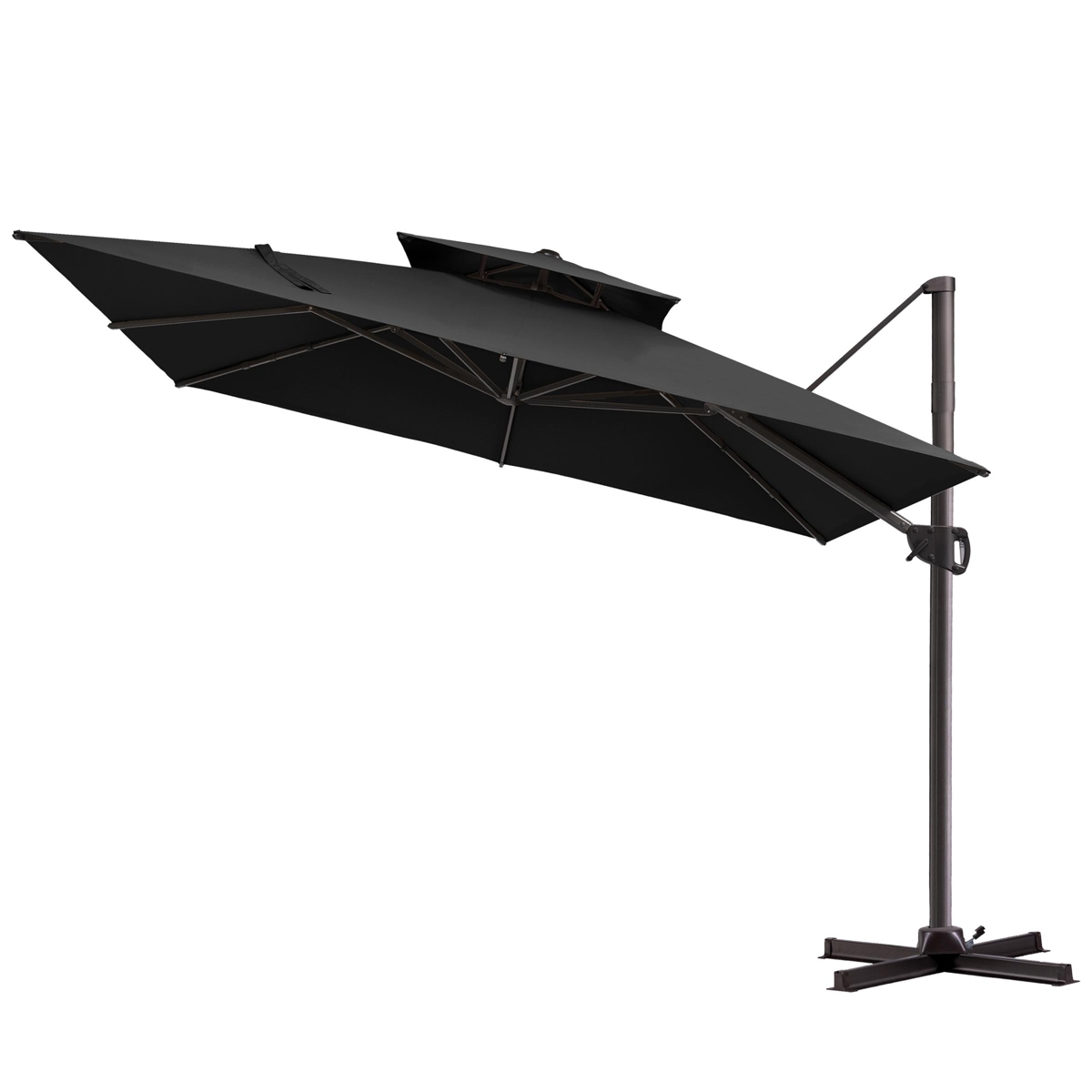 Pellebant Outdoor Patio Double Top 11x11Feet Square Aluminum Cantilever Umbrella