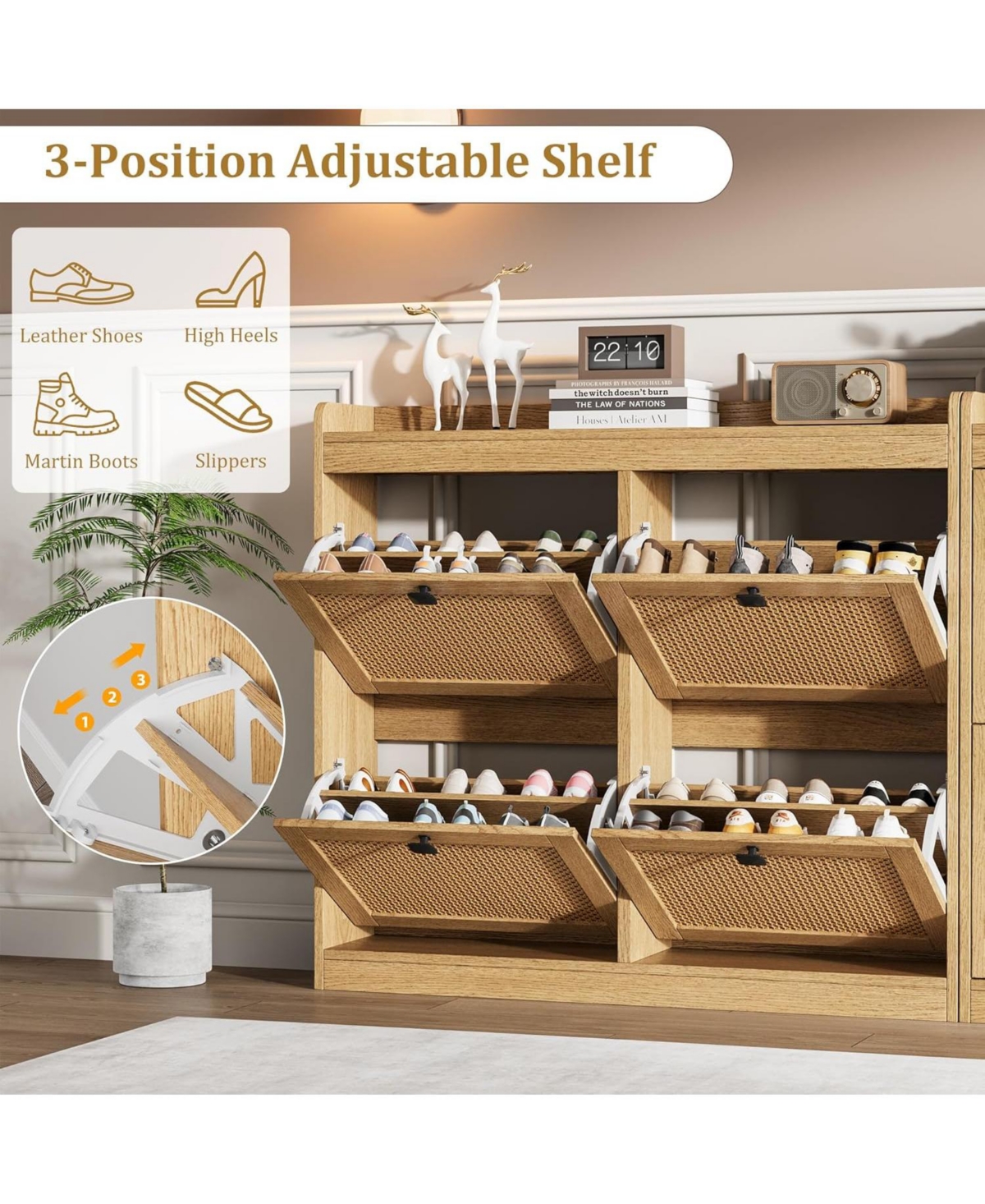 gaomon Shoe Cabinet with 4 Deep Flip Drawers