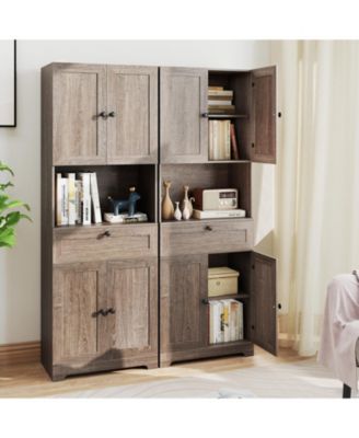 67.5-Inch-Tall Modern Freestanding Floor Storage Cabinet with 4 Doors and 1 Drawer