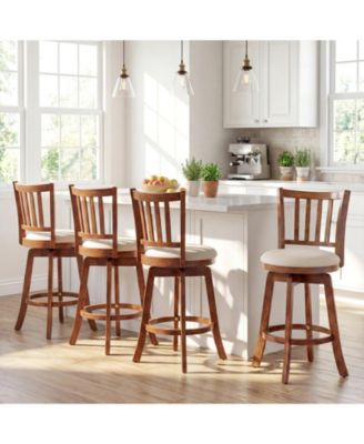 Swivel Counter Height Chairs Set of Two with Upholstered Seats