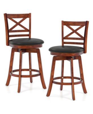 Swivel Bar Stools Set of Two with Backrest and Footrest
