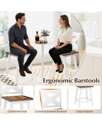 Rubberwood Swivel Bar Stools Set of Two with Backrest