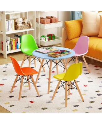 Five Piece Kids Colorful Table Set with Four Chairs