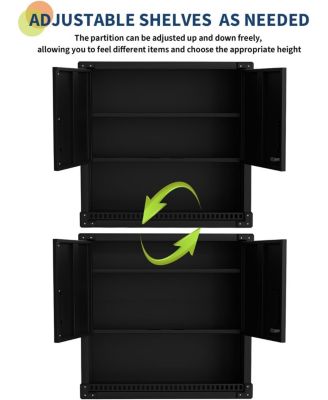 Heavy Duty Steel Wall Cabinet with Lock, Hanging Storage Organizer with Shelves, Rust-Resistant Garage, Workshop