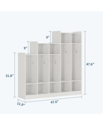 5-Section Classroom Coat Locker with 9 Cubbies, Daycare Cubby Storage Organizer with 10 Hooks for Home, School, Nursery, Kindergarten