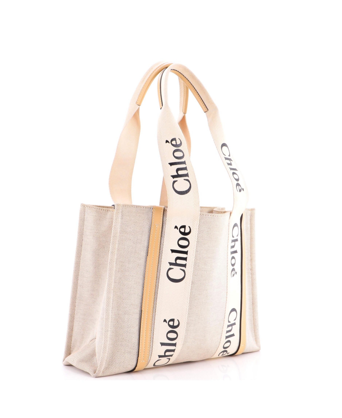 Pre-Owned Chloe Medium Woody Tote Canvas with Leather