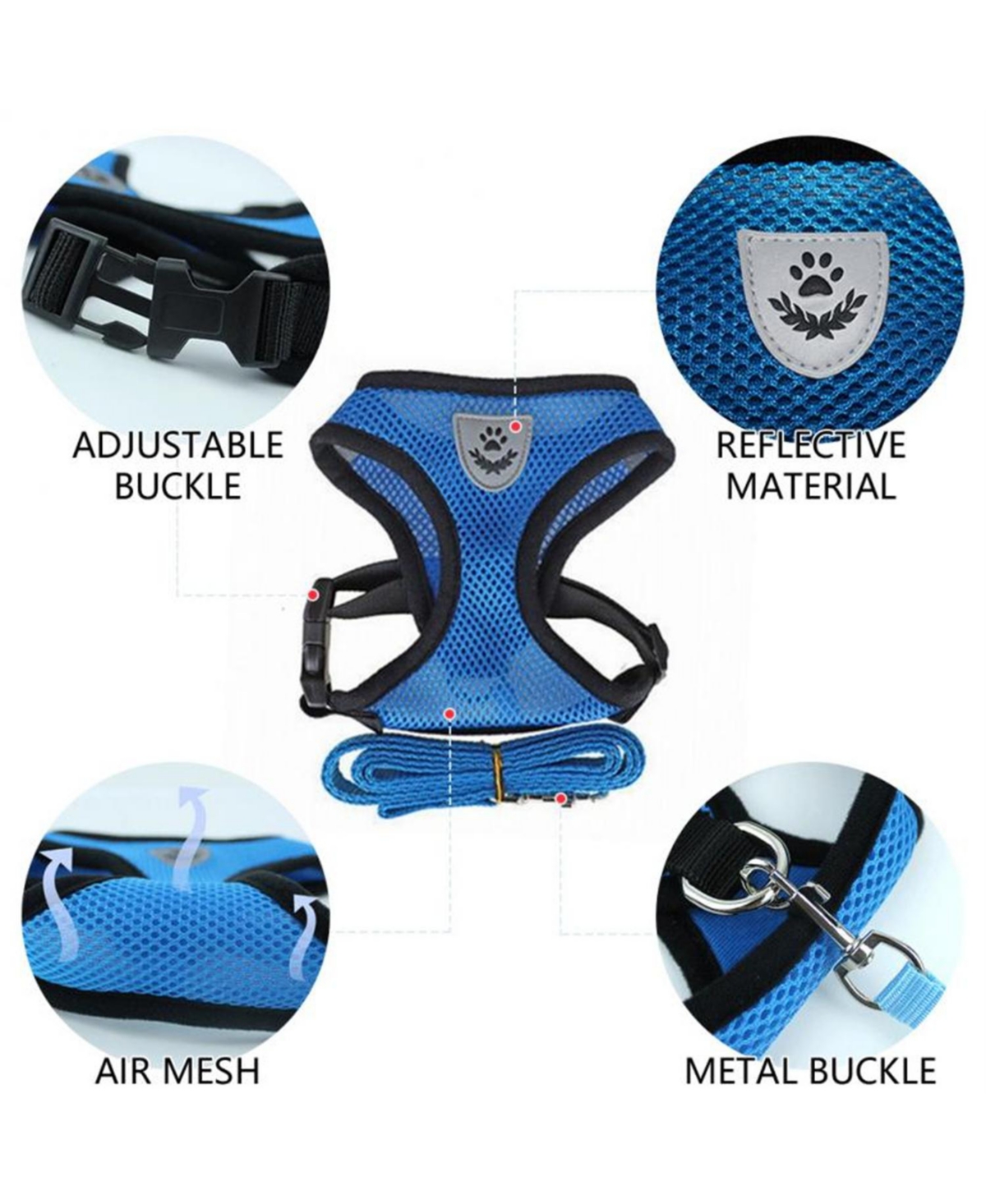 Zeus and Ruta Cat Harness with Adjustable Control Vest, Reflective Straps,and Matching Leash