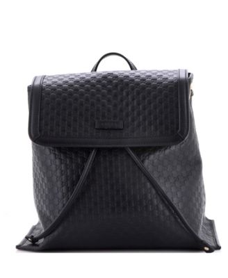 Medium Drawstring Flap Backpack Microguccissima Leather