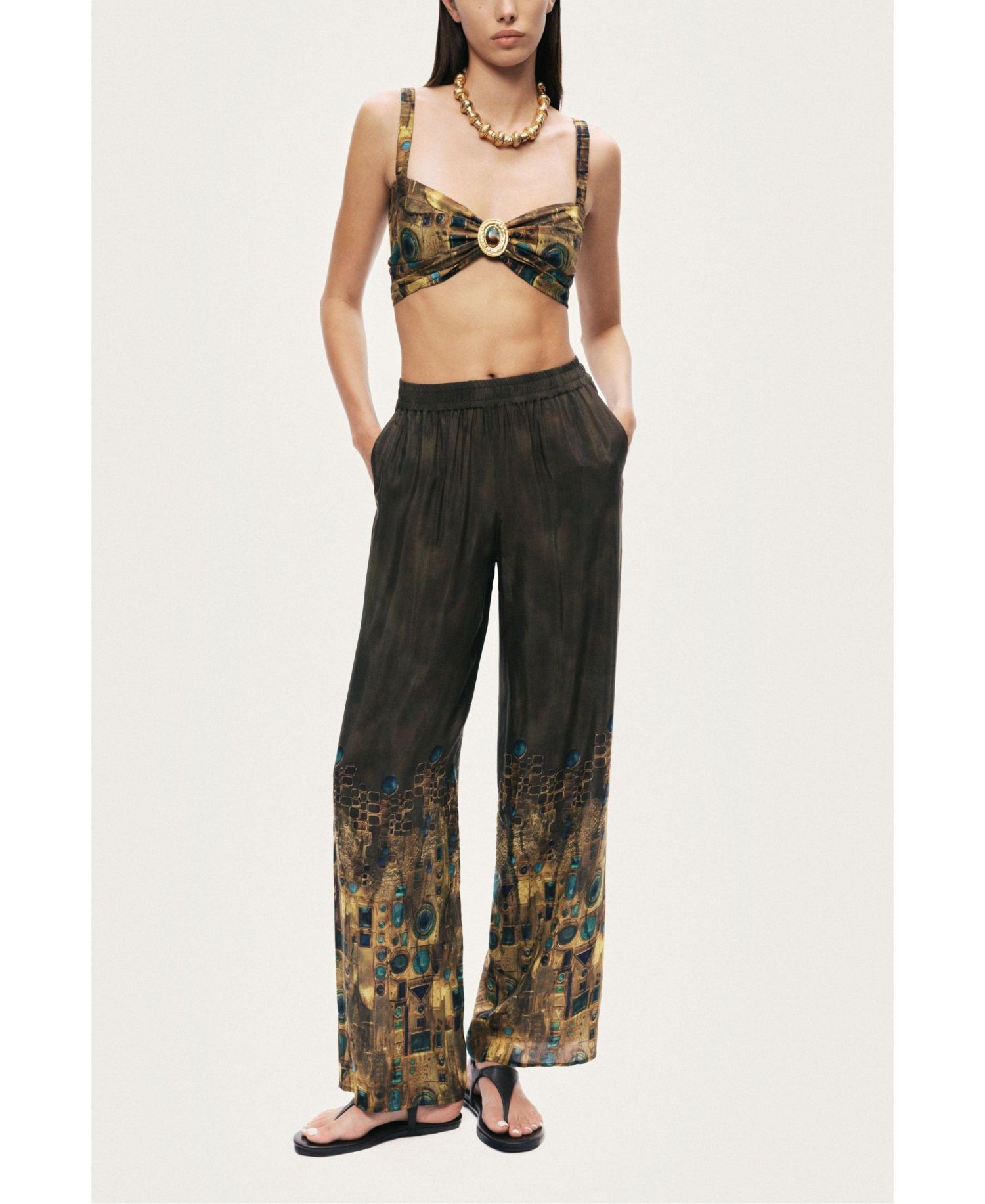 Women's Printed Ring Detail Crop Top