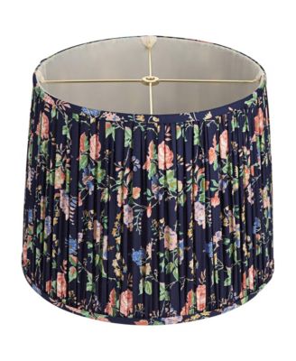 Sally 13" Top x 15" Bottom x 12" High x 12" Slant Print Lamp Shade Replacement Pleated Rose Floral Spider Harp Finial