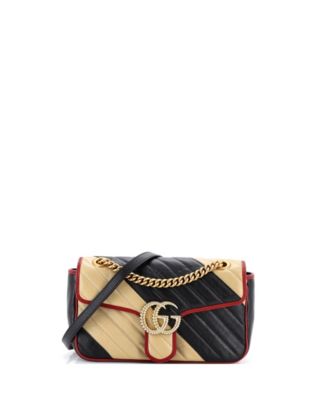 Small GG Marmont Flap Bag Diagonal Quilted Leather