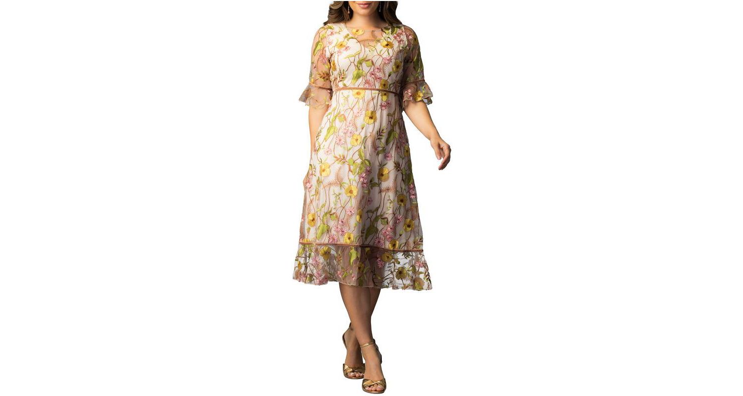 Women's Wildflower Embroidered Floral Mesh Dress