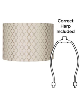 Set of 2 Drum Lamp Shades Embroidered Medium 16" Top x 16" Bottom x 11" High Spider Harp and Finial Fitting