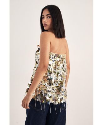 Women's Disc Tassel Bandeau Top