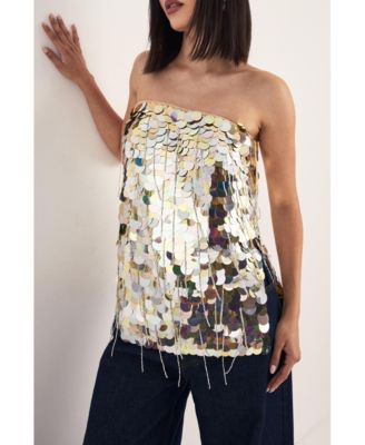 Women's Disc Tassel Bandeau Top