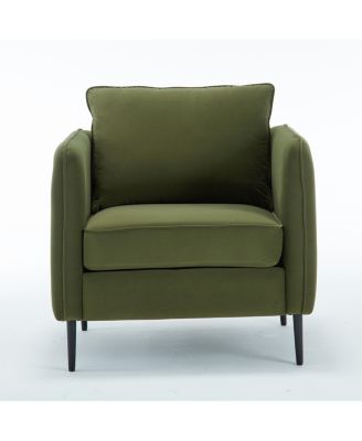 Accent Chair for Living Room Velvet Comfy Single Sofa Chair Mid Century Armchair with Pillow Metal Legs