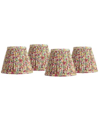 Nelle 3 1/2" Top x 6" Bottom x 5" High x 5" Slant Print Lamp Shade Replacement Set of 4 Red Yellow Floral Clip On Candelabra