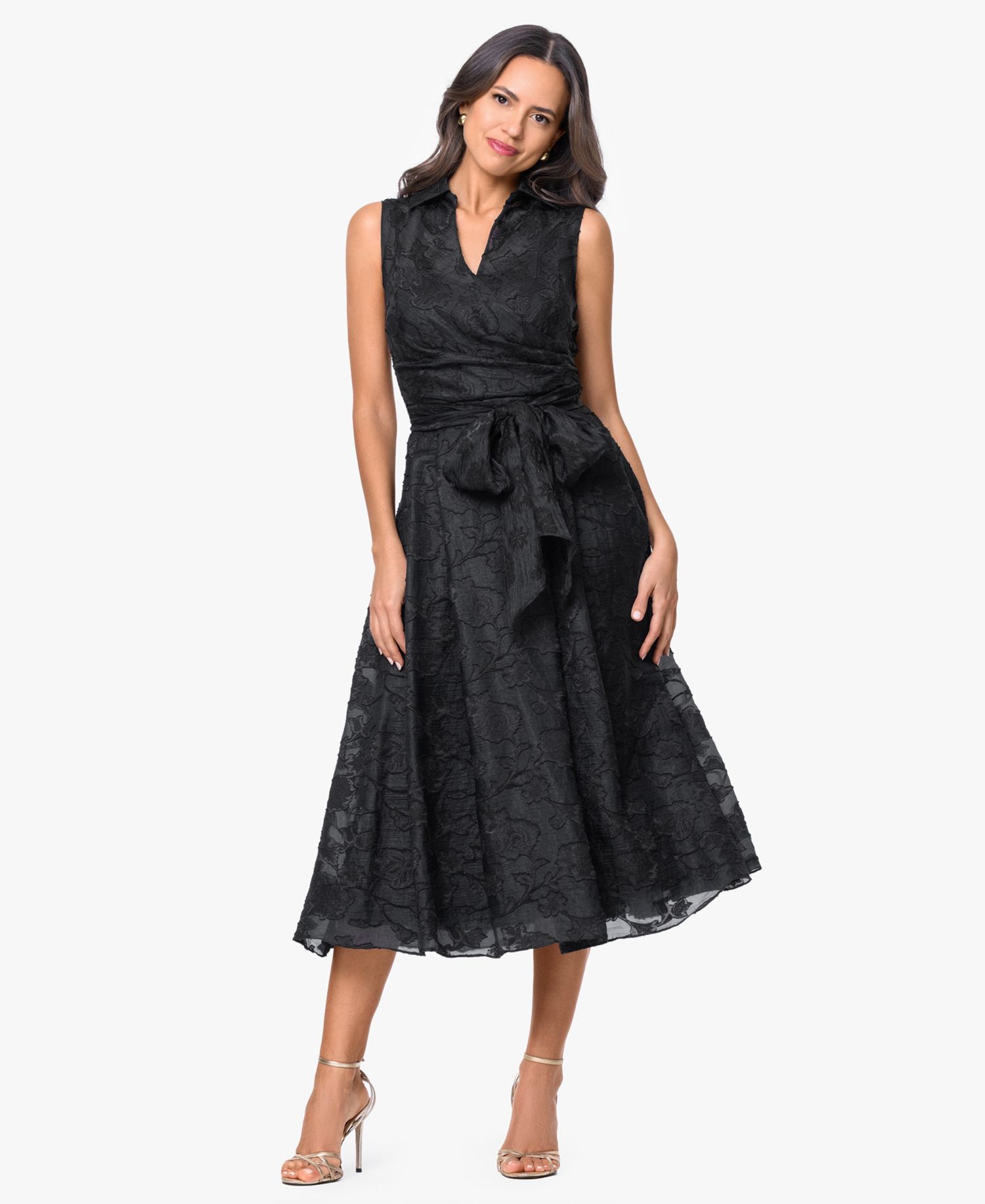 Women's Collared V-Neck Midi Dress