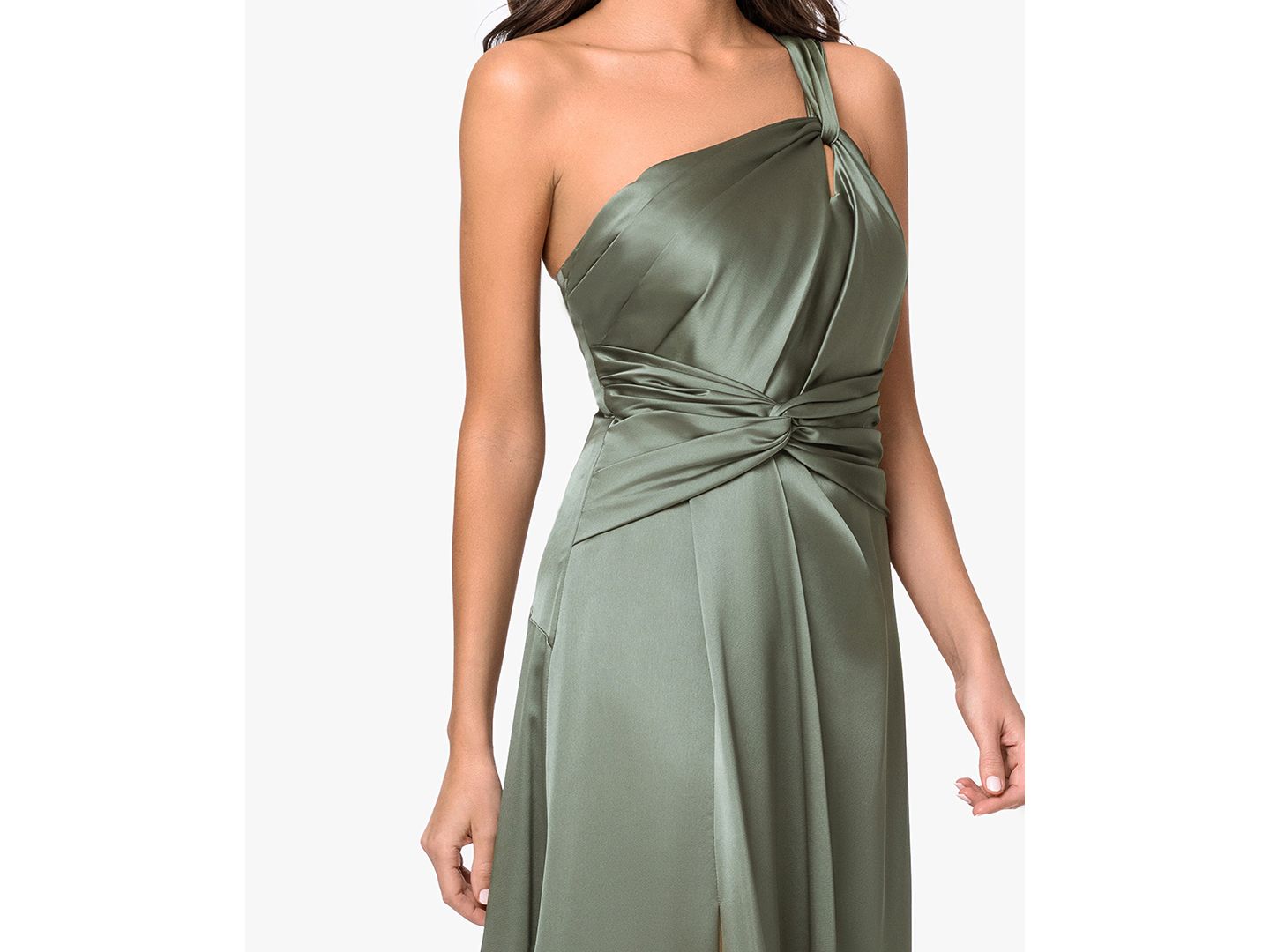 Женские платья XSCAPE Sleeveless One-Shoulder Gown, цвет: Оливковый — фото 3