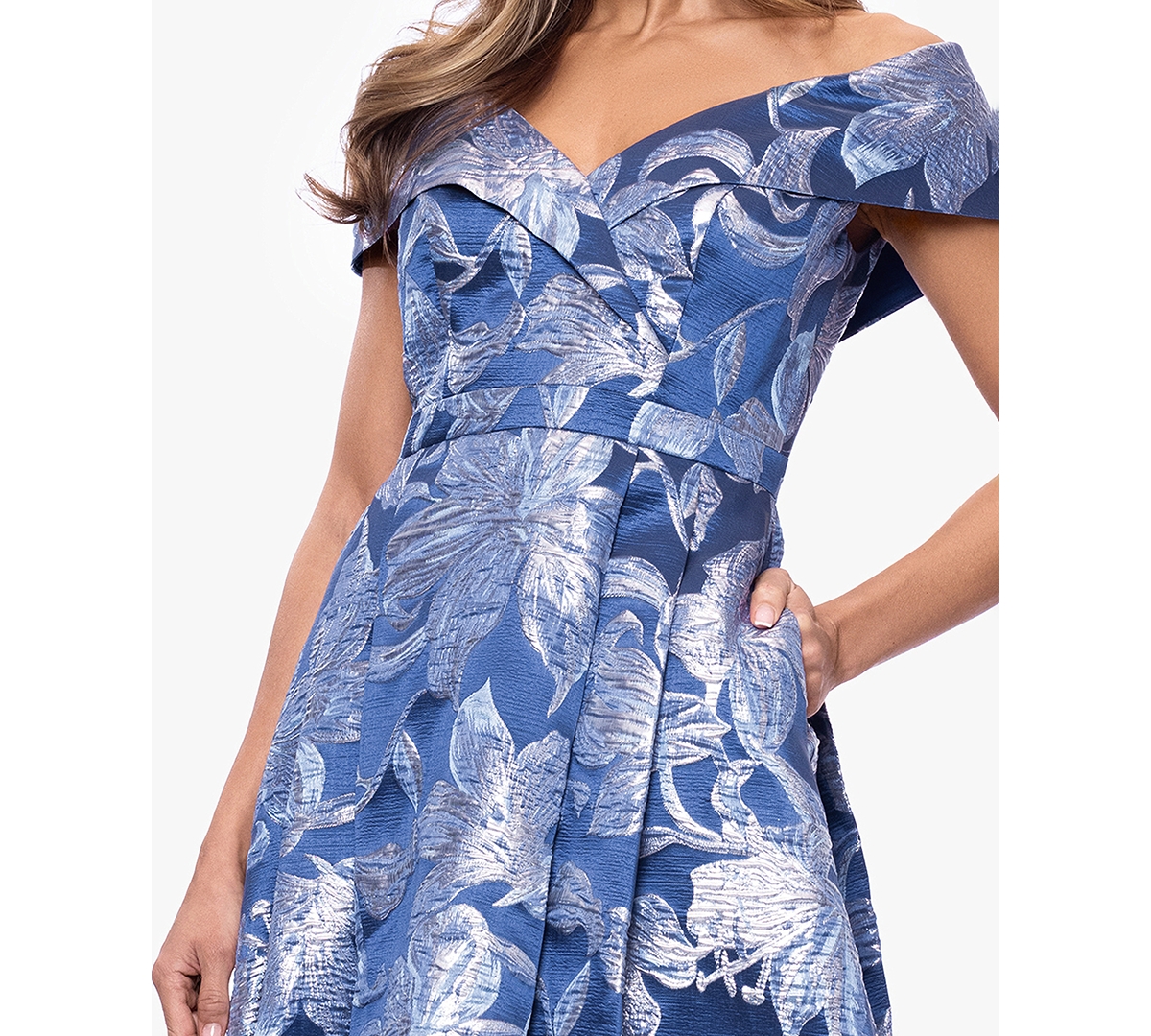 Xscape Women's Off-The-Shoulder V-Neck Gown
