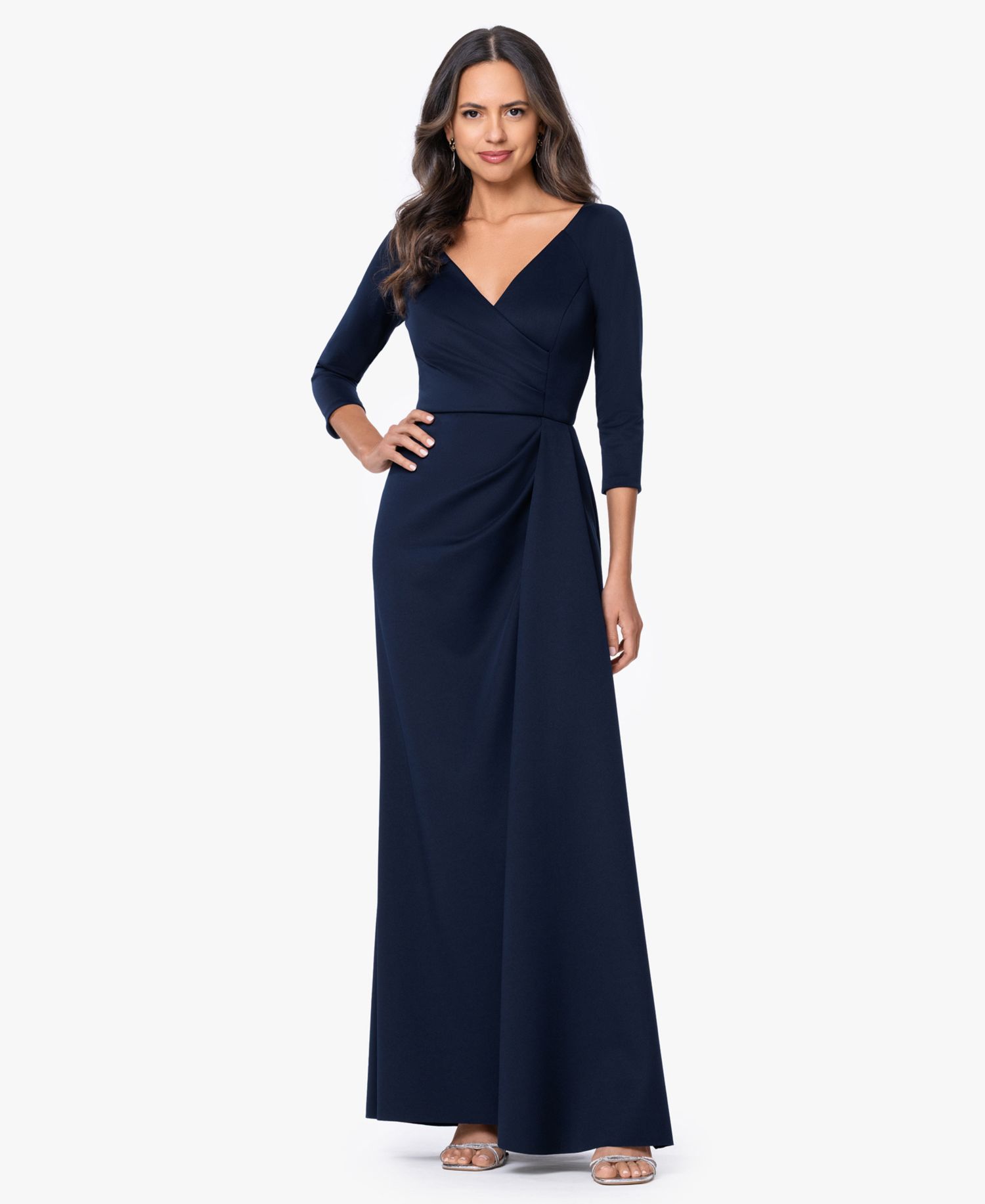 Women's 3/4-Length-Sleeve V-Neck Gown